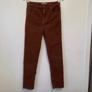 Brown PULL&BEAR High Rise Slim Corduroy Pants Jeans